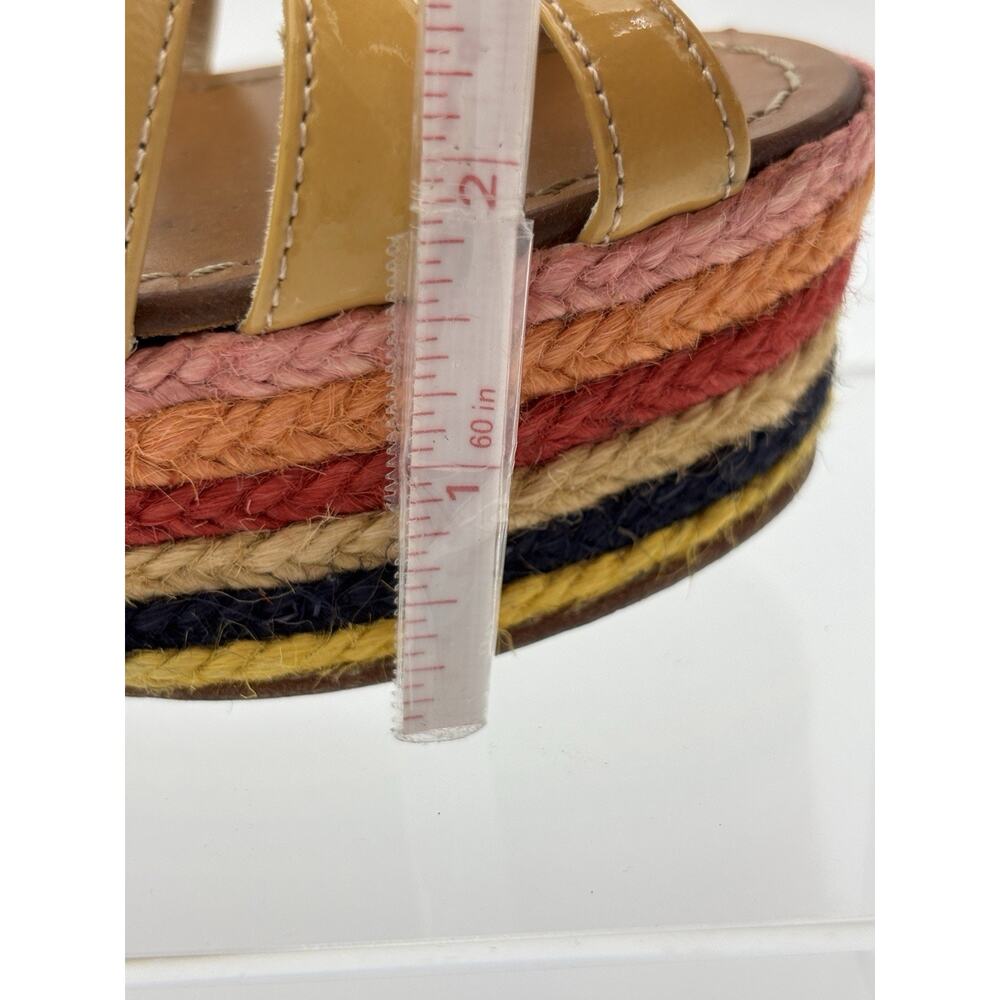 Kate Spade Lindsay Platform Wedge Rainbow Espadrille Sandal Gold Patent Size 6 - Picture 12 of 16